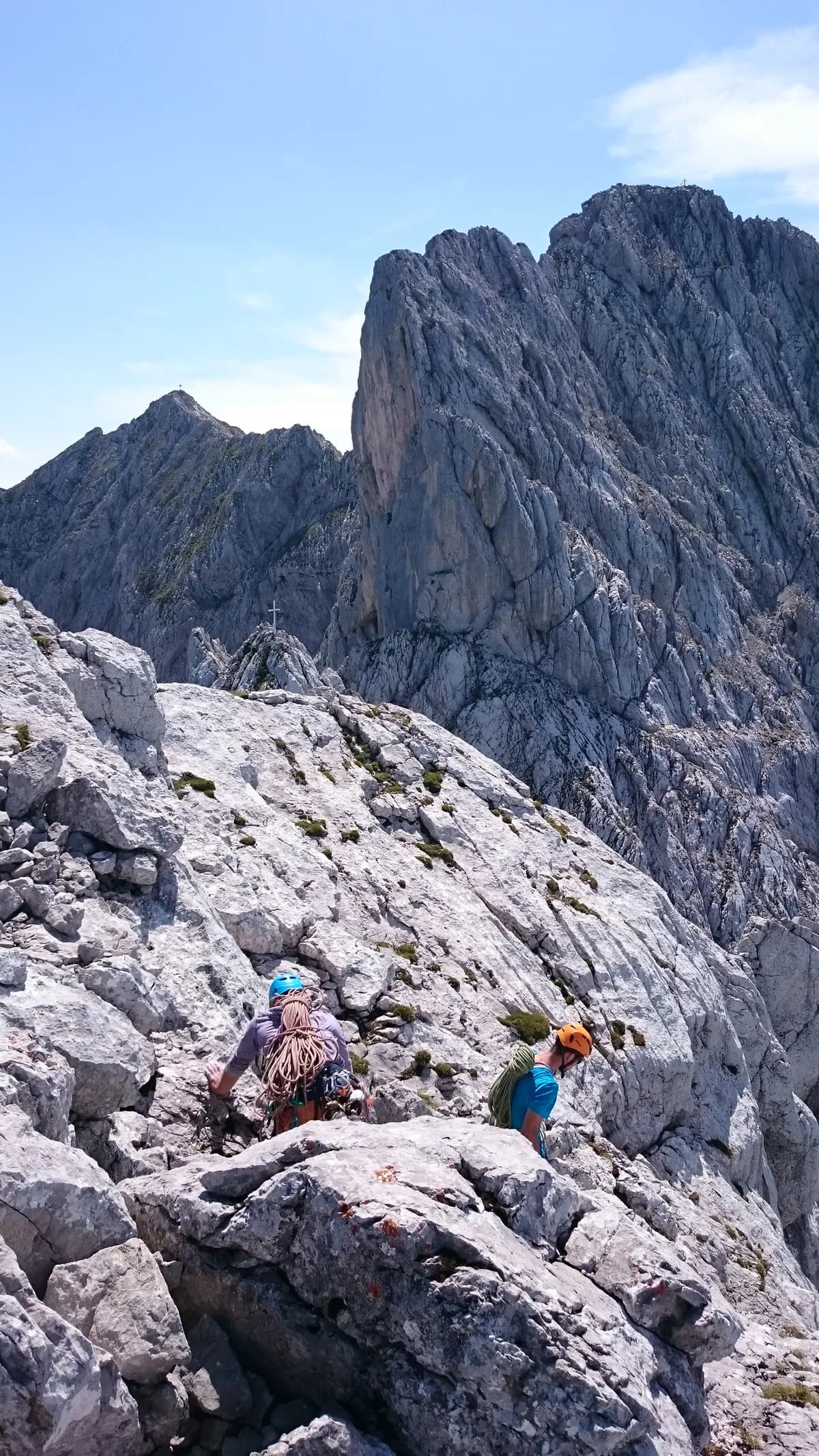 Im Abstieg von der Fleischbank nach einer Begehung des Nordgrates mit den Innsbrucker-Bergführern